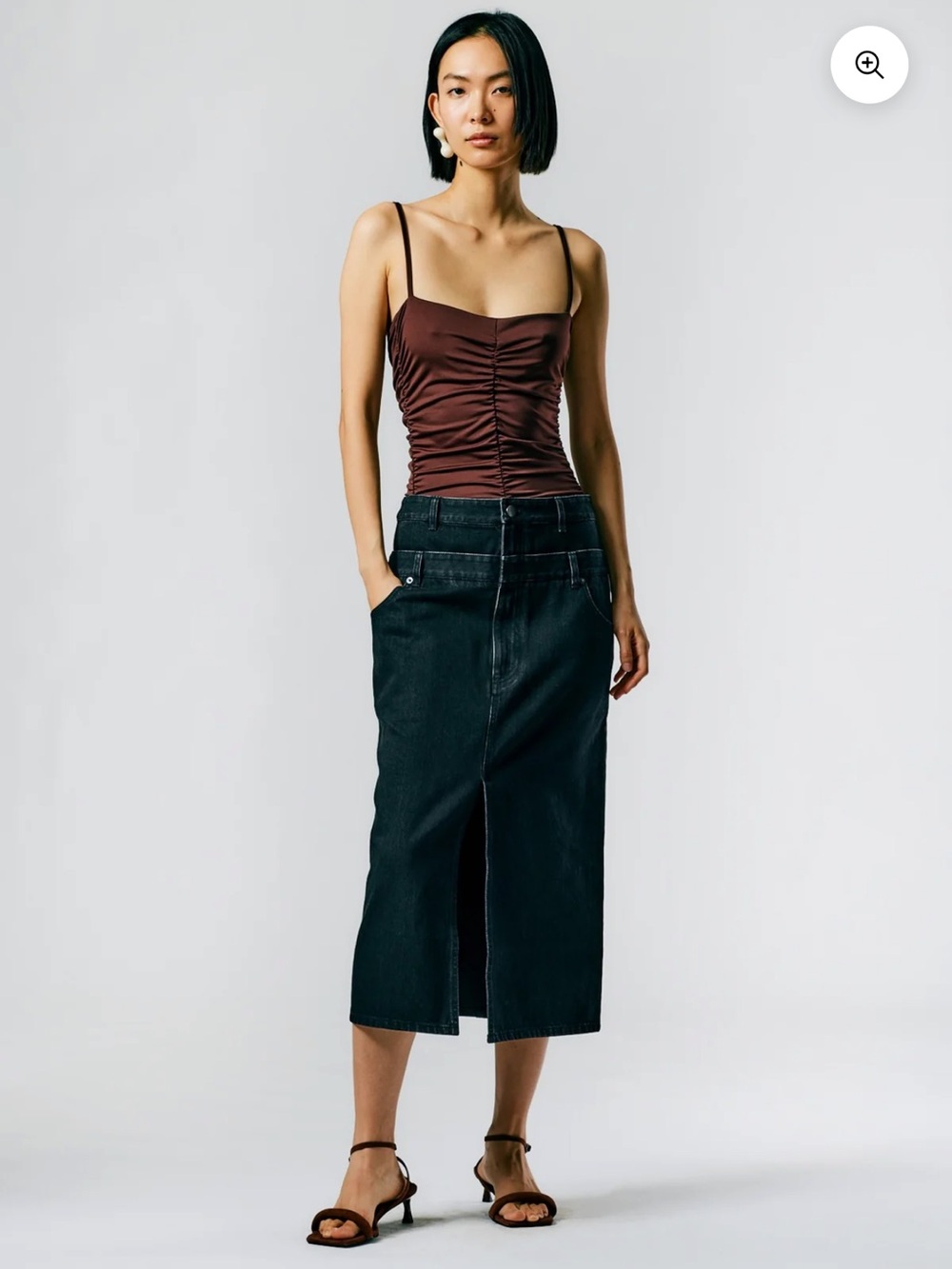 Tibi Double Waisted Black Denim Skirt - size 27
